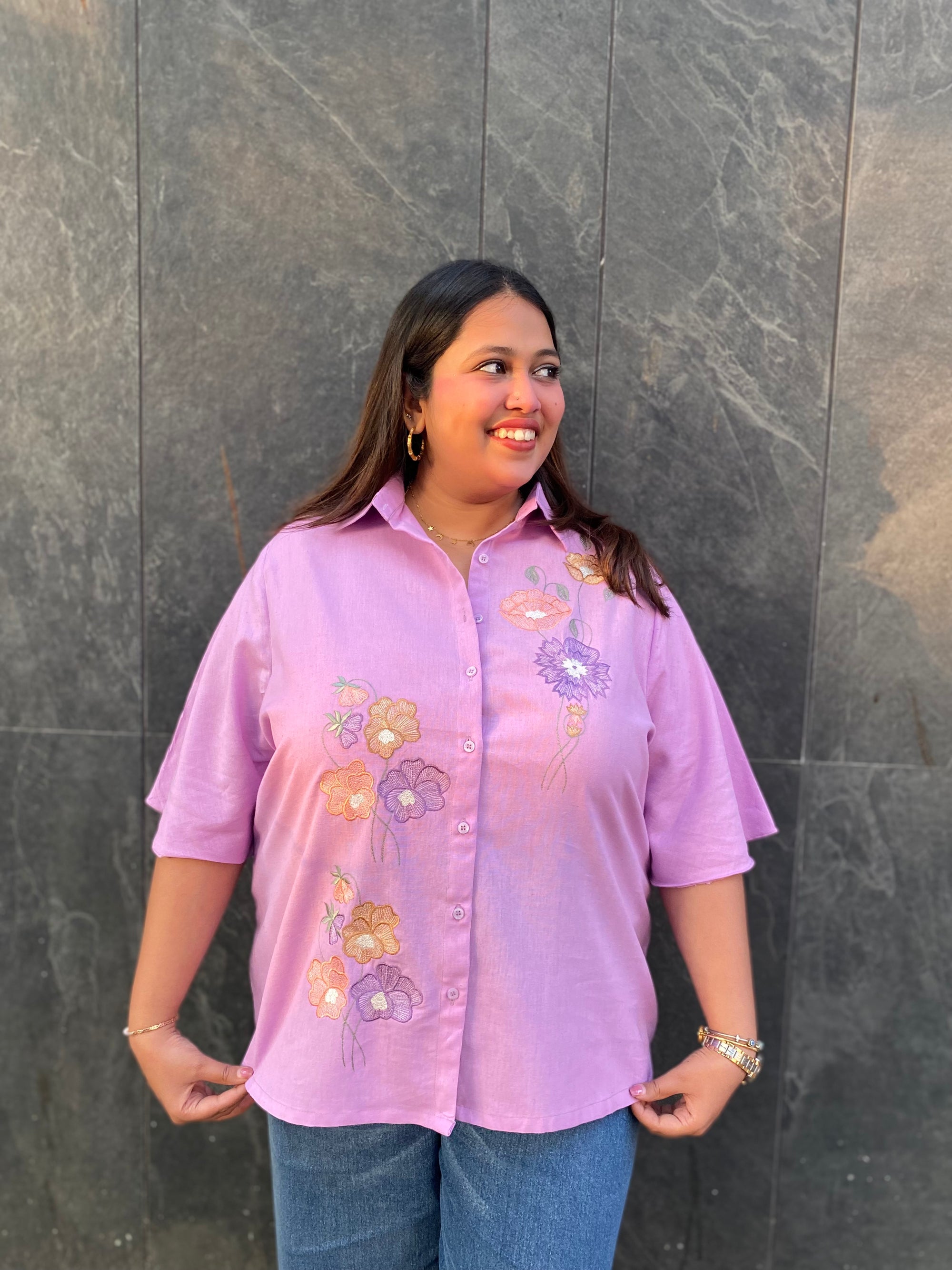 Purple Blossom Cotton Shirt
