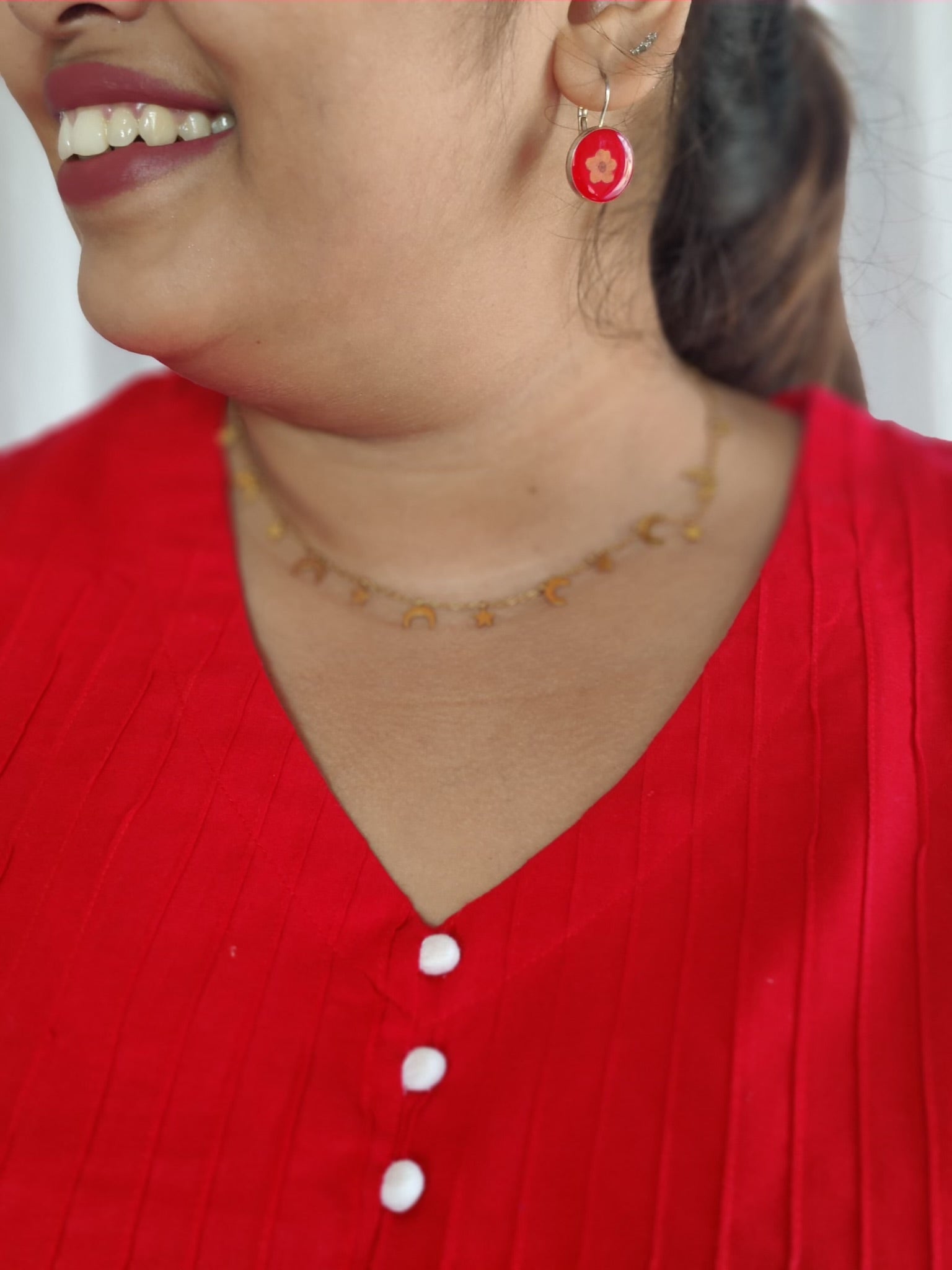 Cherry Pintuck Cotton Top