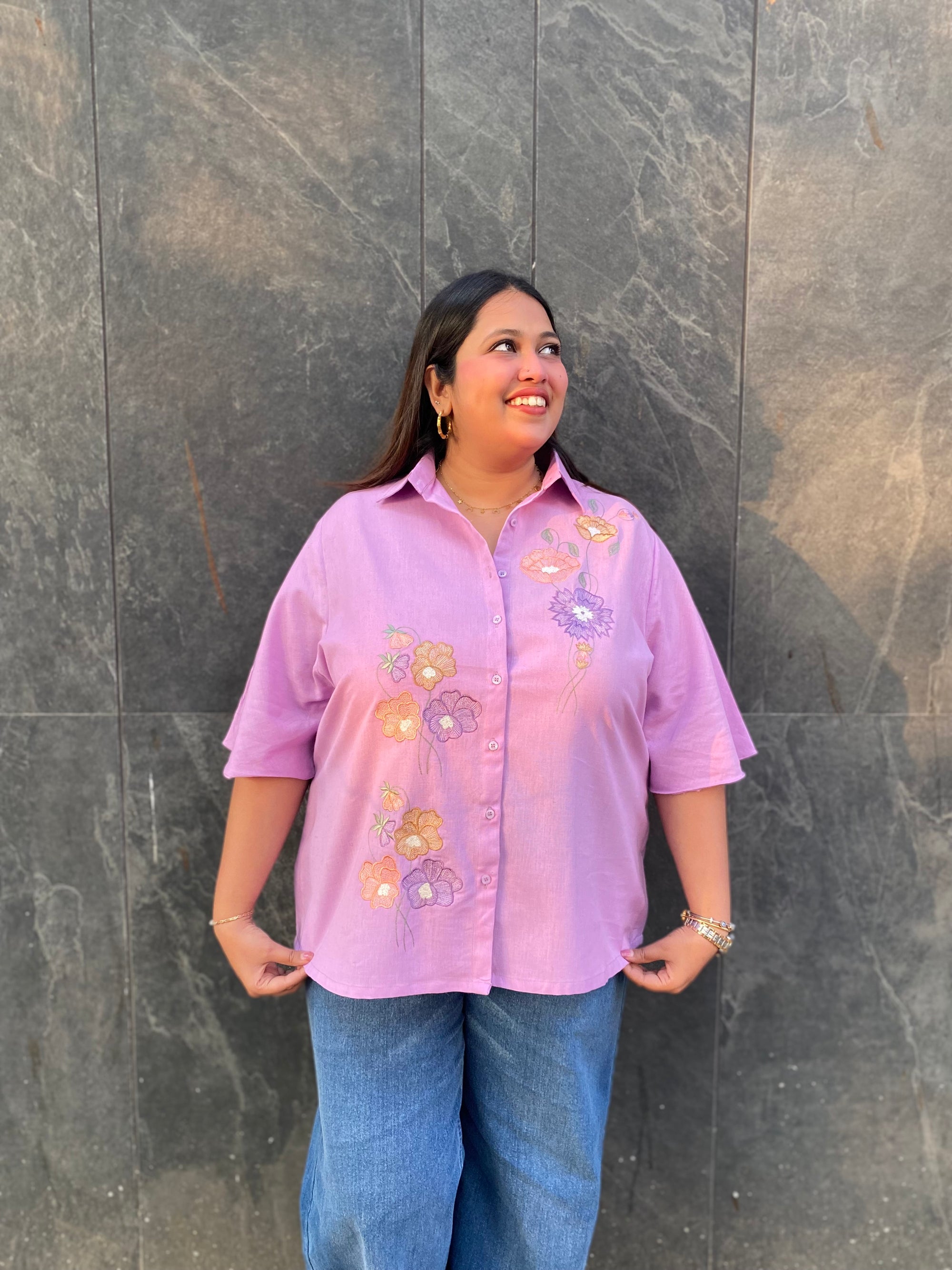 Purple Blossom Cotton Shirt