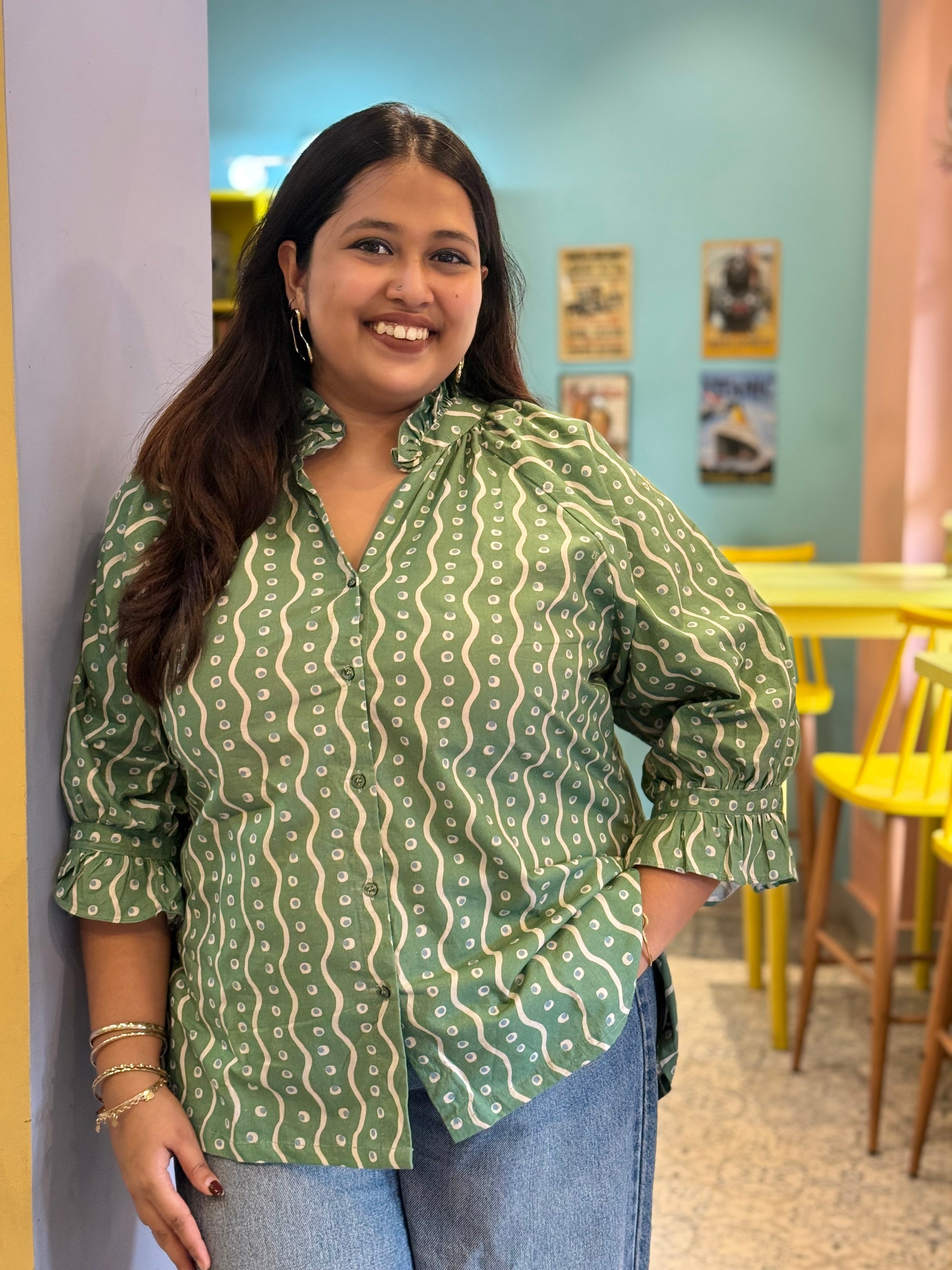 Lassi lines cotton shirt