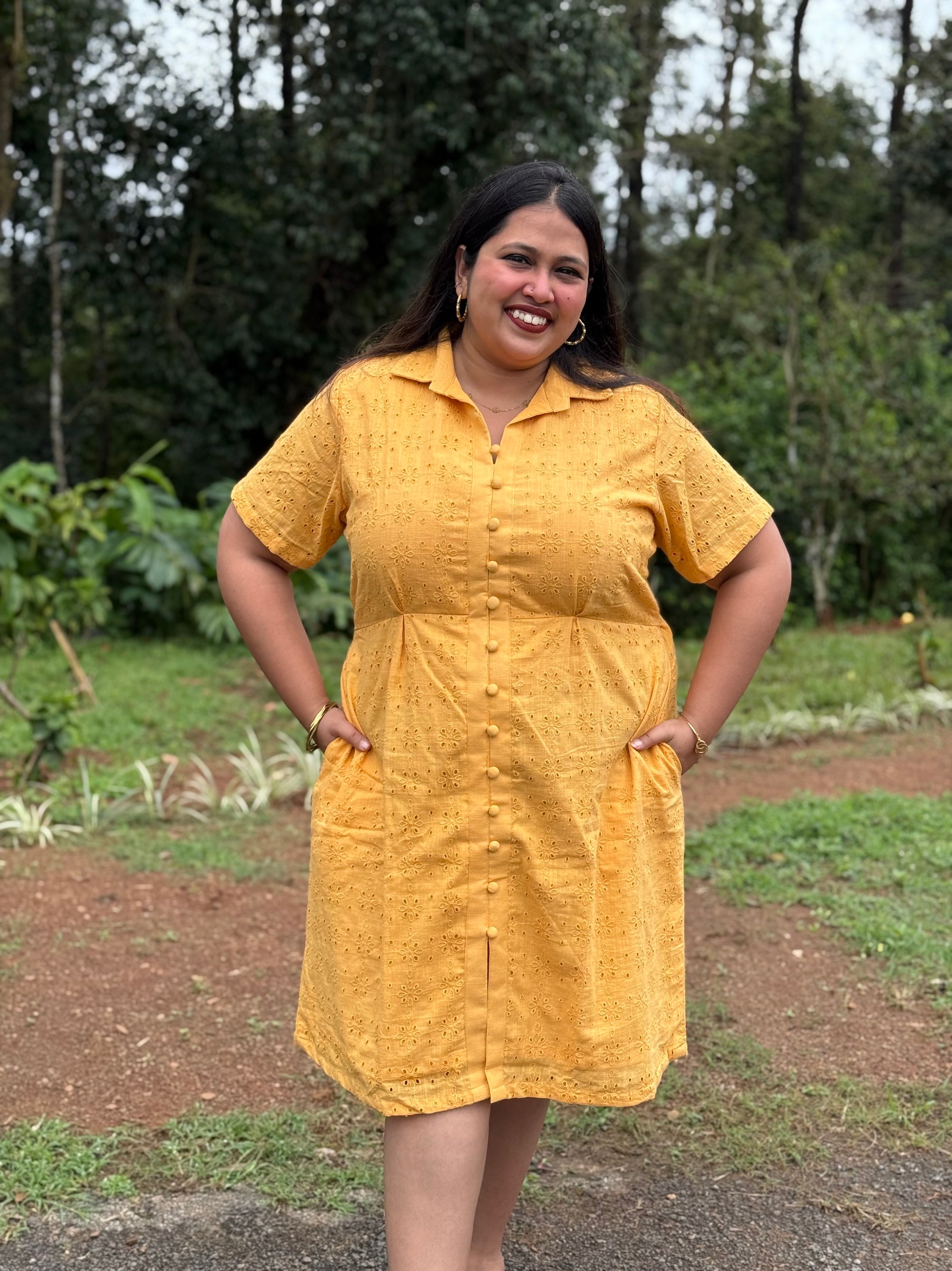 Sunehri Cotton Shirt Dress