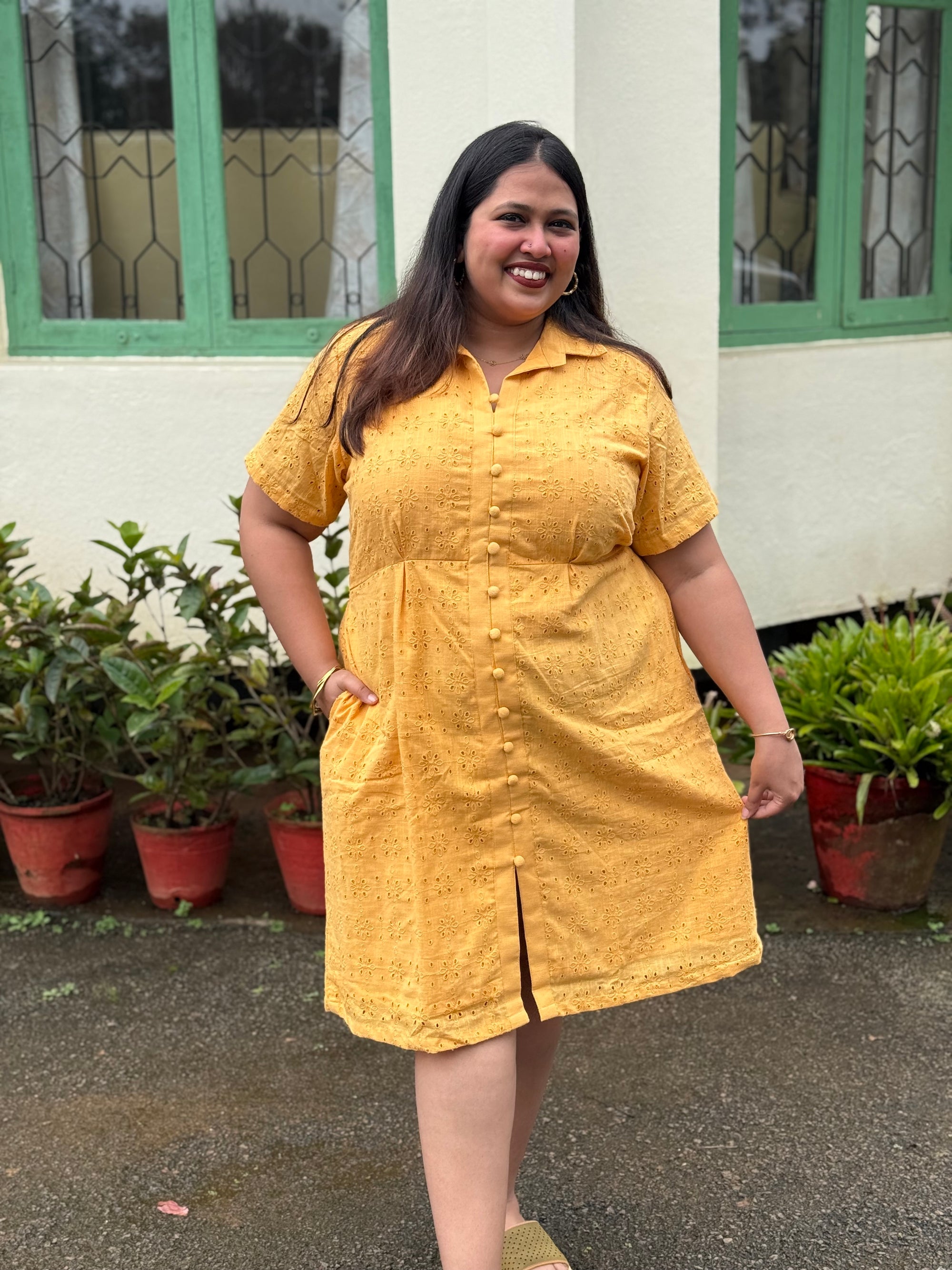 Sunehri Cotton Shirt Dress