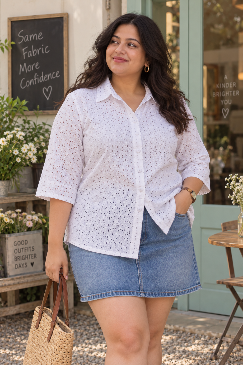 White Hakoba Cotton Shirt | Plus Size Cotton Shirt