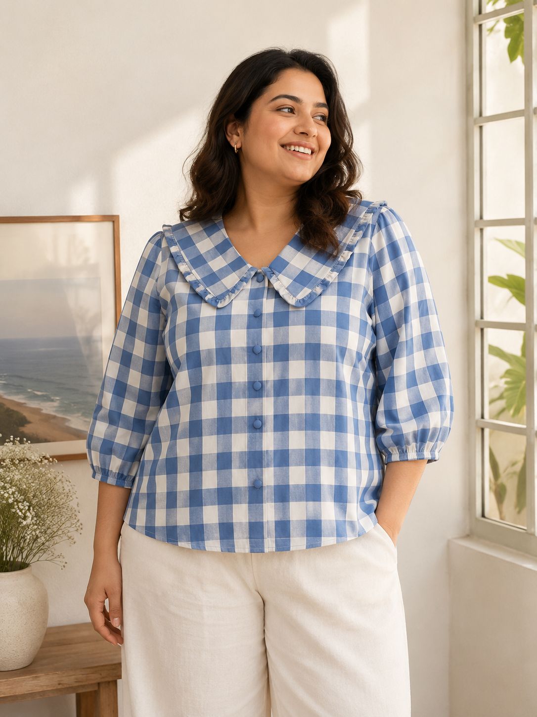 Ocean Breeze Gingham Top