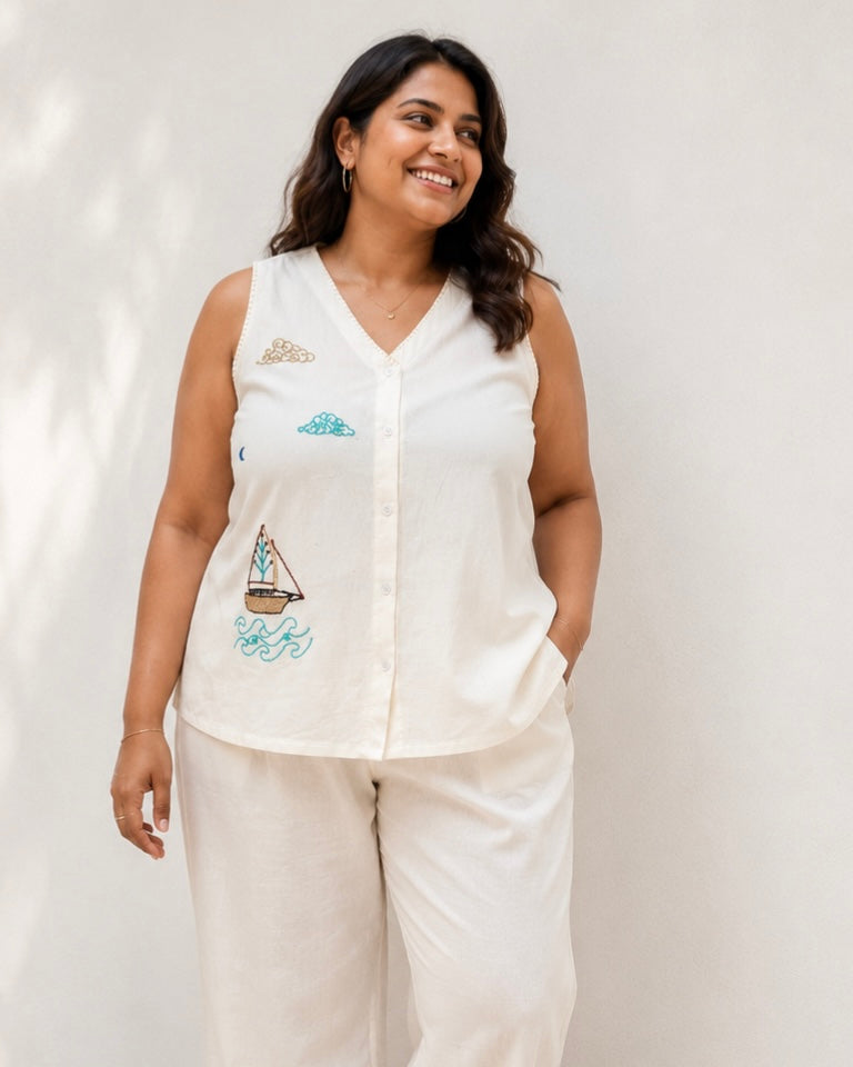 Little Voyage Embroidered Top
