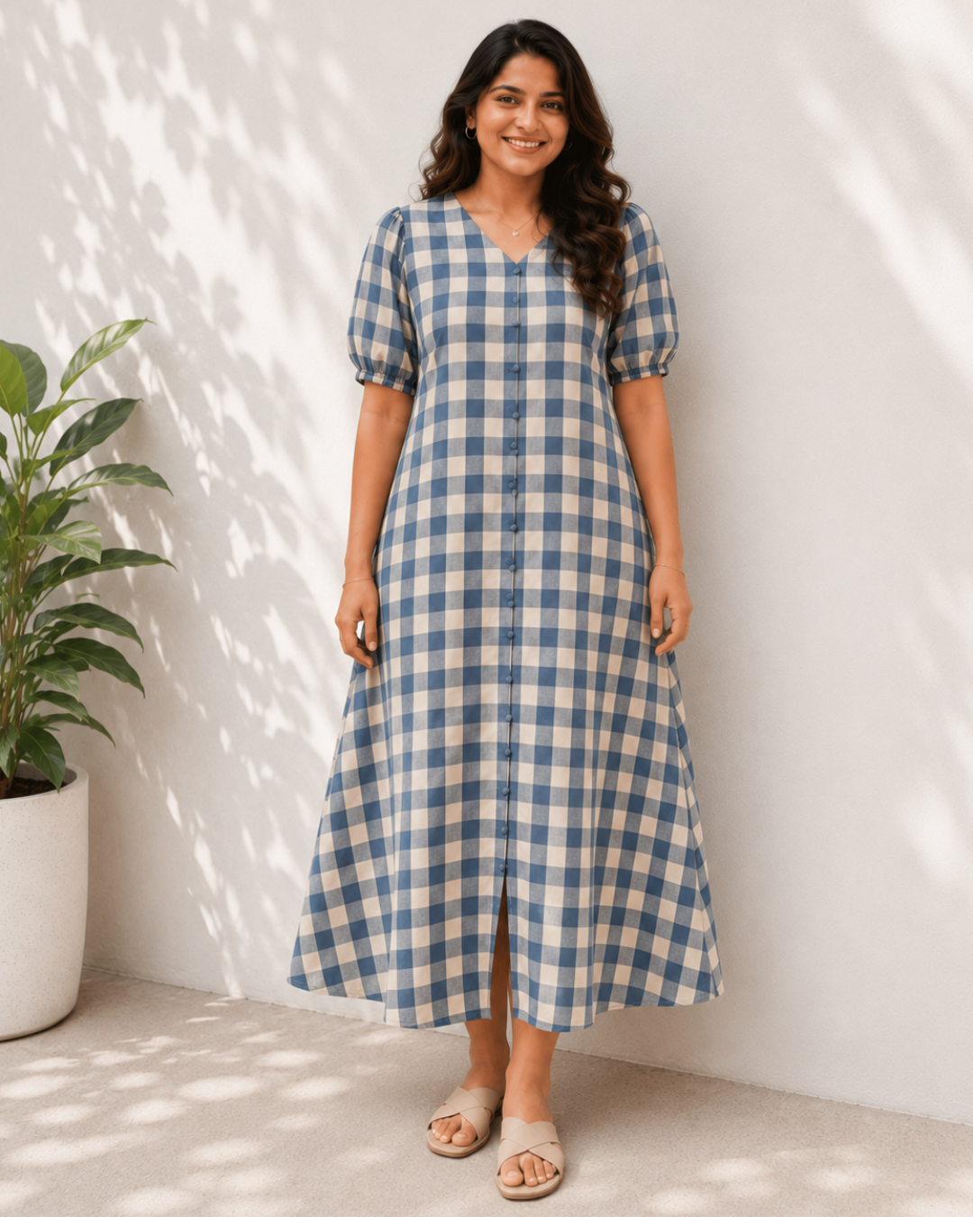 Ocean Breeze Gingham Dress